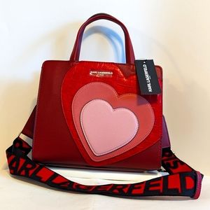 Karl Lagerfeld NEW! NWT Paris Maybelle Heart Top Handle Satchel Logo St